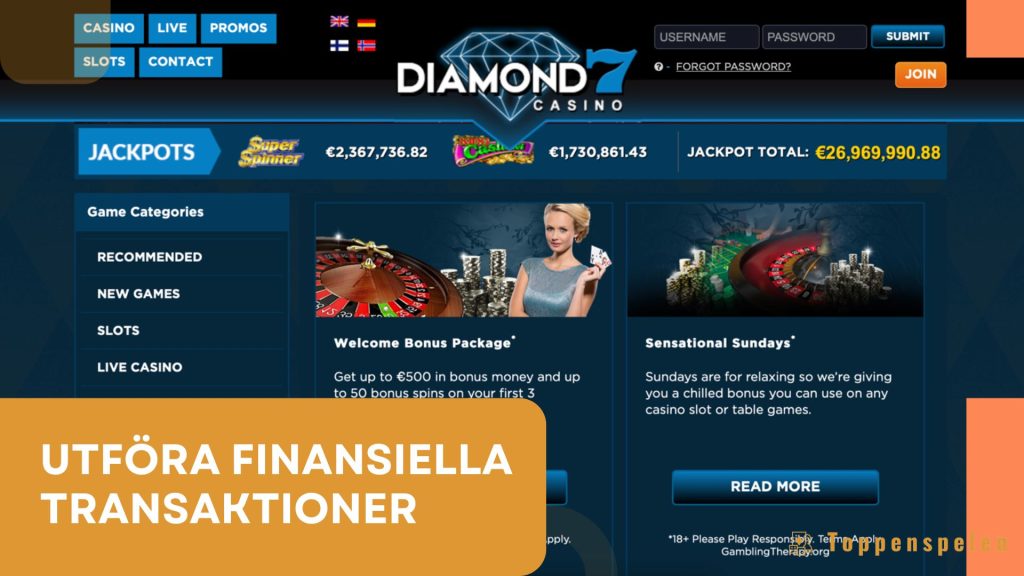 Utföra finansiella transaktioner diamond 7 casino